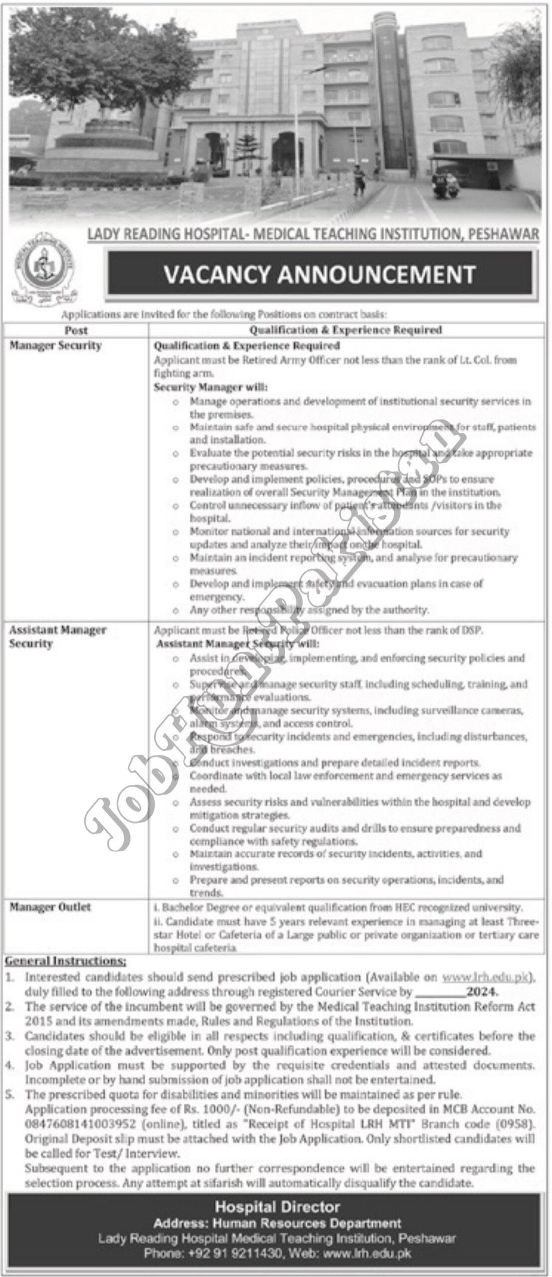 Lady Reading Hospital Peshawar Jobs 2024
Lady Reading Hospital - Medical Teaching Institution, Peshawar jobs 2024
Lady Reading Hospital Peshawar Jobs 2024