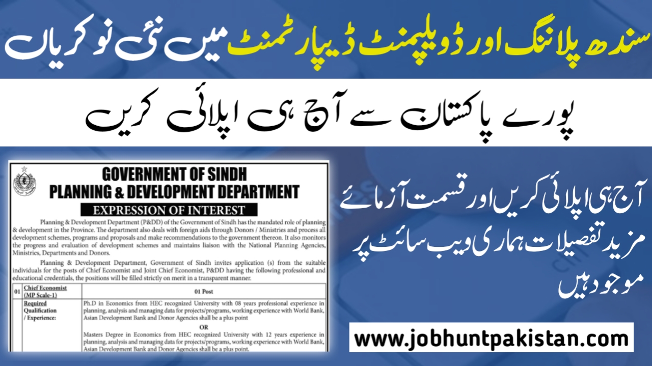 Sindh Planning and Development Department Jobs 2024 Job Opportunity at Planning and Development Department