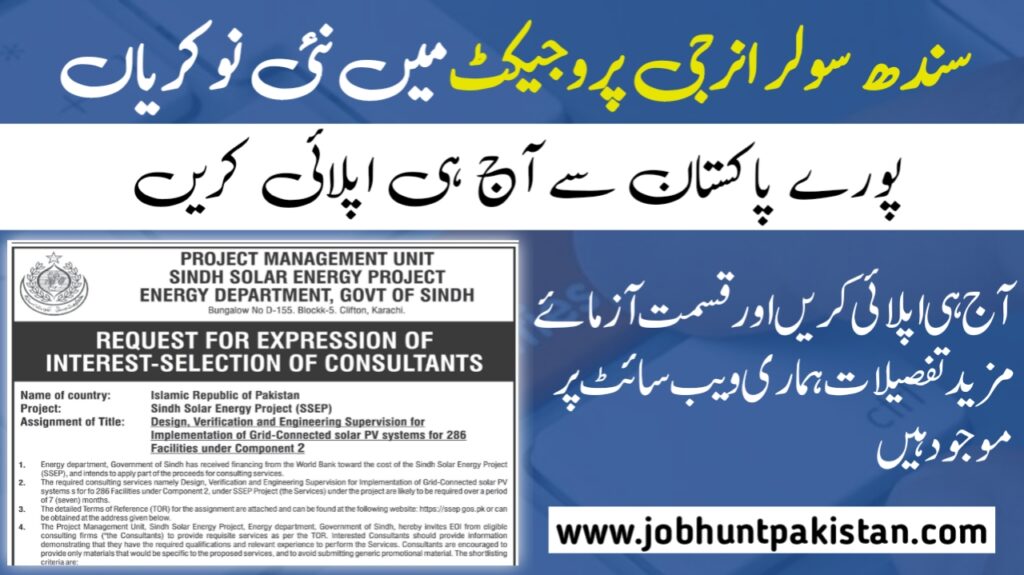 Sindh Solar Energy Project Energy Department Jobs 2024