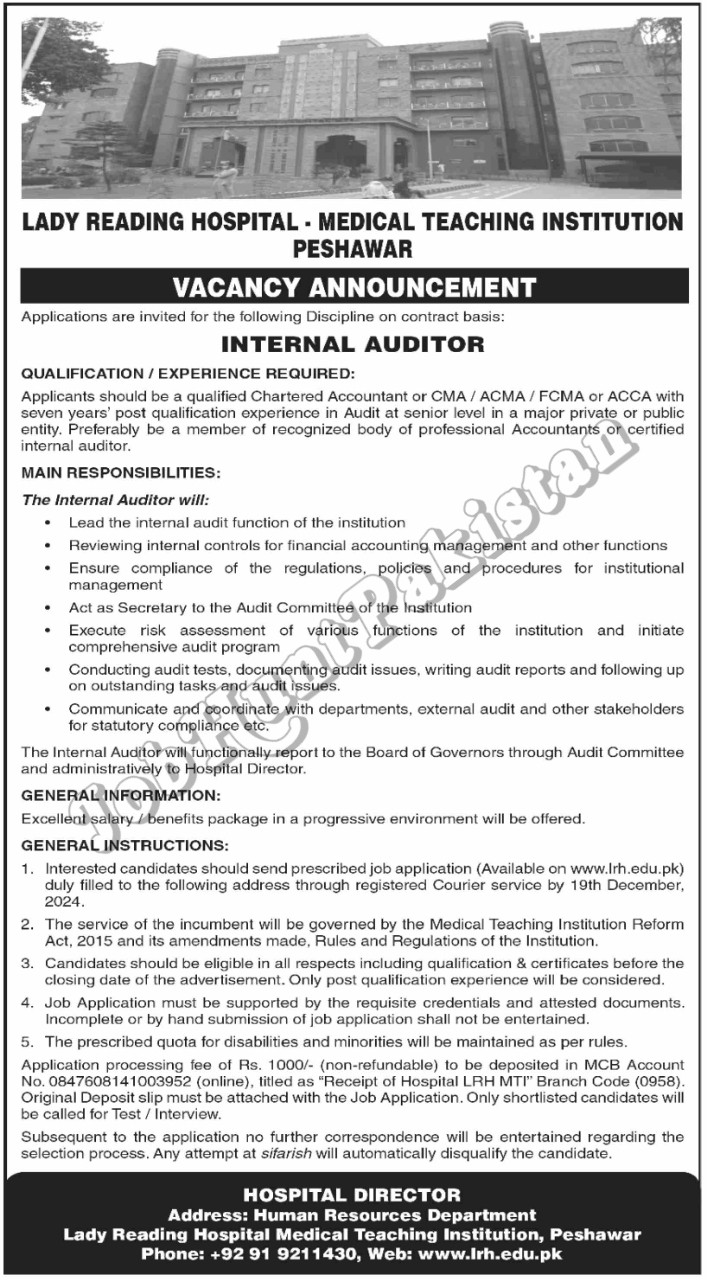 Lady Reading Hospital LRH Peshawar Jobs 2024