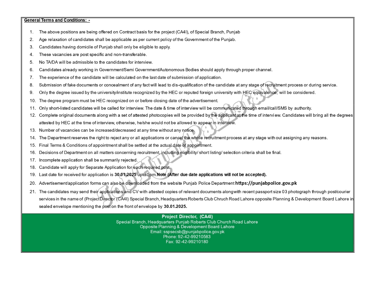 Latest Special Branch Punjab Police Jobs 2025 9 Special Branch Punjab Police Jobs 2025